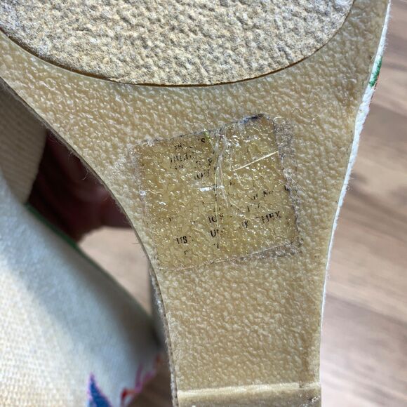 Bongo Vintage Y2K Embroidered Floral Platform 4” Wedge Sandals Size 9 Bow Front - Picture 9 of 13
